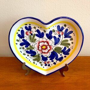 Vintage Sambuco Mario Studio Pottery Hand Painted Heart Dish Made in Italy
